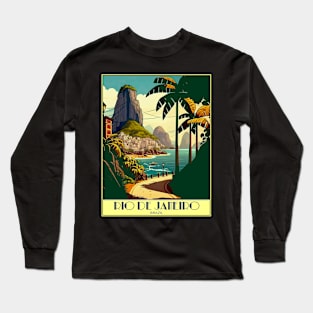 Rio De Janeiro Brazil Vintage Travel Advertising Print Long Sleeve T-Shirt